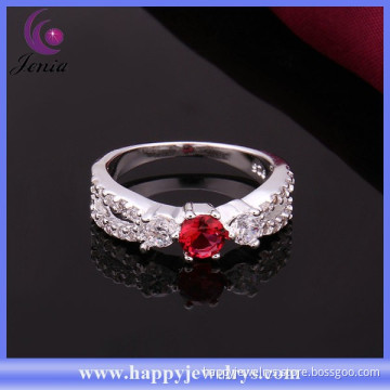 High quality red zircon women wedding ring 925 silver plated custom ring ( CR401)